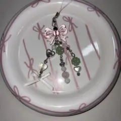 ビーズキーホルダー コレクトブックチャーム ピンク リボン クローバー y2k