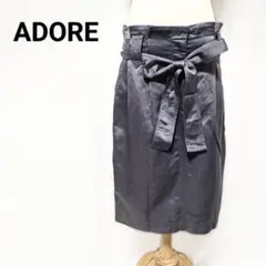 アドーア ADORE 光沢素材 リボンベルト ペンシルスカート 紫 38のサムネイル