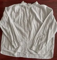 【stadio CLIＰ】ストライプ フリル襟 長袖シャツ