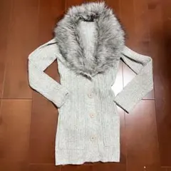 ☆ファー付きグレーニットカーディガン☆