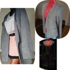 HLW Hoolaiwu fashion ノーカラージャケット グレー