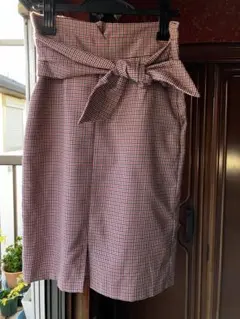 Misch Masch チェック柄リボン付きタイトスカート