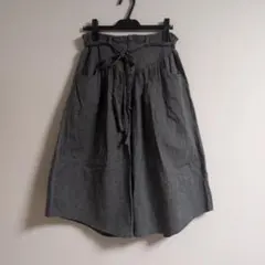 グレー フレアスカート ウエストリボン付き