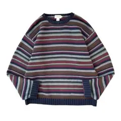 90s 00s J.CREW コットンニット マルチボーダー XL