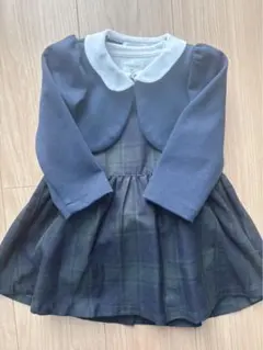 CHERUBIC フォーマルワンピース ボレロセット チェック柄ネイビー80cm