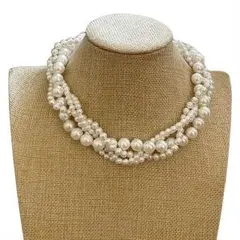 B257 限定セール４連パール ネックレス 結婚式 パーティ インポート