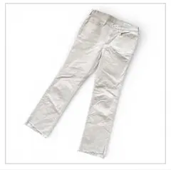 【イネド】コーデュロイパンツ アイボリー サイズ9 裾フリンジ スリット