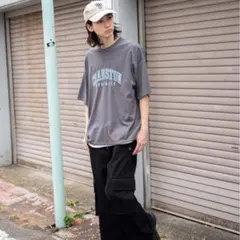 新品　WEGO 接触冷感カレッジロゴグラフィックTシャツ　L スミクロのサムネイル