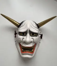 圧巻の表情】能面 般若面 木彫 彩色 魔除け 狂言 神楽 古美術 骨董 飾