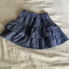 ダンガリ ー生地フリル付きティアードスカート