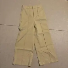 ベージュ ワイドパンツ ウエストゴム