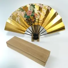 【3】舞扇子 山桜 花車 日本舞踊 仕舞扇 ケース付 飾り台付