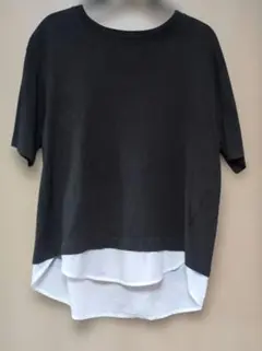 しまむら 半袖トップス レイヤード ブラック L