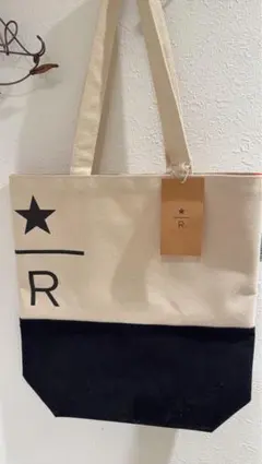 スターバックスリザーブ限定　キャンバス トートバッグ アイボリー/ブラック