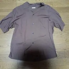 GU オープンカラーシャツ 半袖 ブラウン
