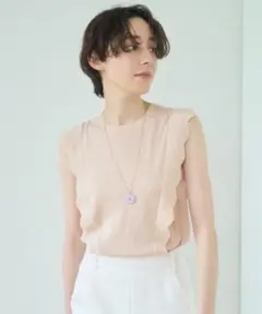 ANAYI アナイ サイドスカラップラメプルオーバー ピンク 38 - メルカリ