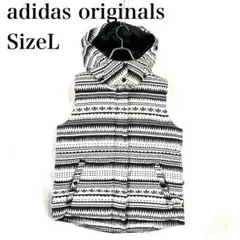 【美品】adidas TRIBAL VEST フード付中綿ベスト L 白 黒のサムネイル