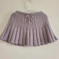 プティマイン 薄紫色 プリーツスカート リボン付き