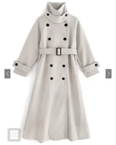 襟3Wayベルト付きフェイクウールトレンチコート