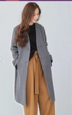 かいママ様専用 nano universeグレー チェスターコートVネック