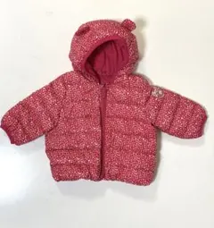 【美品】ピンク花柄ダウンジャケット（耳付き）
