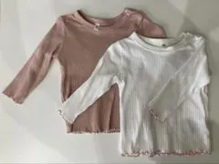 西松屋　リブ素材長袖Tシャツ2枚セット 70-80cm