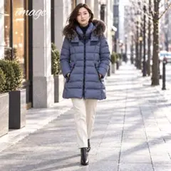 美シルエット✨ TATRAS SPERANZA ネイビー リアルファー M - メルカリ