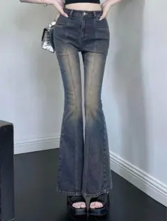 SHEIN フレアデニムパンツ ダークウォッシュ