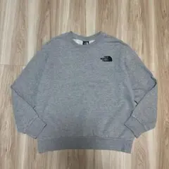 人気☆ノースフェイス　刺繍ロゴ　トレーナー　グレー　メンズS