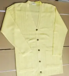 【日本製新品未使用】麻混 ロングカーディガン  金ボタン ポケット付き ニット