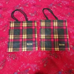 ISETAN チェック柄 ショップ袋 2枚セット