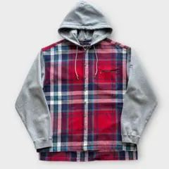 Old Stussy パッチワーク柄 フード付きネルシャツ XL - メルカリ