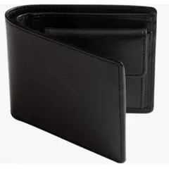 【新品】二つ折り財布 本革 栃木レザー ブラック 黒 メンズ シンプル お洒落