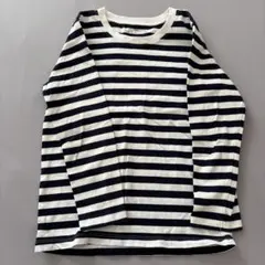 ネイビーとホワイトのストライプ長袖カットソー 100cm