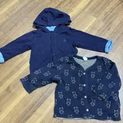babyGapネイビー クマプリント リバーシブルカーディガン
