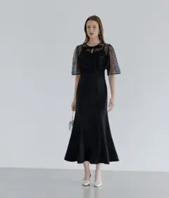 【LEJA】スパンコールビジューボレロマーメイドドレスワンピース2点セット