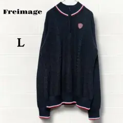 フリメージェ　セーター(L)ゴルフウェア ハーフジップ ロゴワッペン ブラック