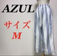 a0560【AZUL】ボーダーワイドパンツ　カジュアル　帯　ゴムウエストのサムネイル