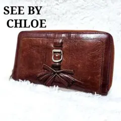 SEE BY CHLOE 長財布 レザー ブラウン フリンジ チャームのサムネイル