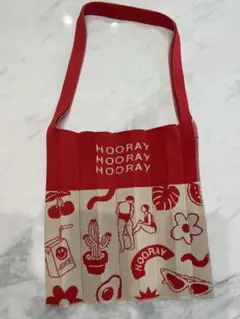 HOORAY エコバッグ レッド/ベージュ　KNT365
