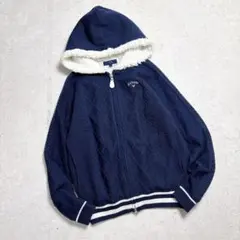 キャロウェイ　【暴風裏地付き】　フルジップ　ニットボアパーカー　ネイビー