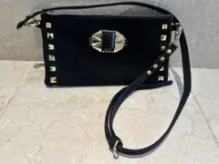 【美品】HIROKO KOSHINO レザーサコッシュスタッズ　ショルダー
