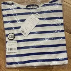 新品　オムネス　キッズ　長袖Tシャツ　ボーダー　ブルー 130のサムネイル