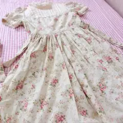 イノセントワールド　花柄クリーム色コットンワンピース