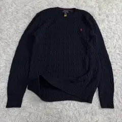 【美品/現行】ポロ ラルフローレン ケーブルニットセーター ネイビー XL