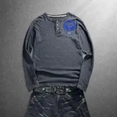 archive y2k henley tee charcoal grunge