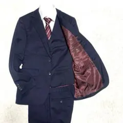 極美品 タケオキクチ カノニコ スーツ セットアップ 3ピース 赤タグ ネイビー