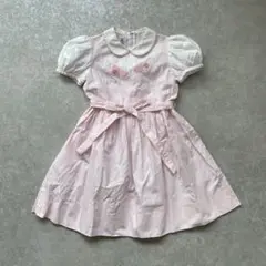 美品 familiar 125 レア ファミリア アップリケ ピンク ワンピース