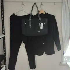 ブラック ビジネススーツ ジャケット パンツ セット バッグ付き