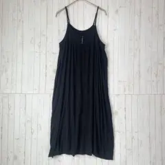 ●キャミソール　ロングワンピース　重ね着　　着回し ゆったり　ブラック　黒　L